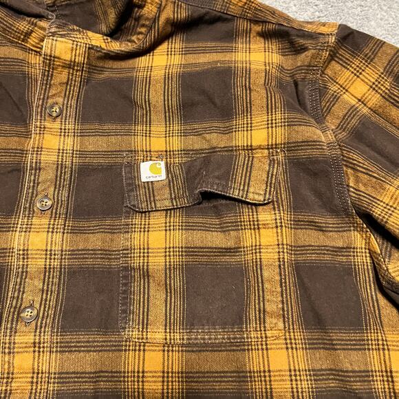 Carhartt Shirt Mens XXL Tall Flannel Long Sleeve Plaid Loose Heavyweight 104451 - Picture 2 of 7
